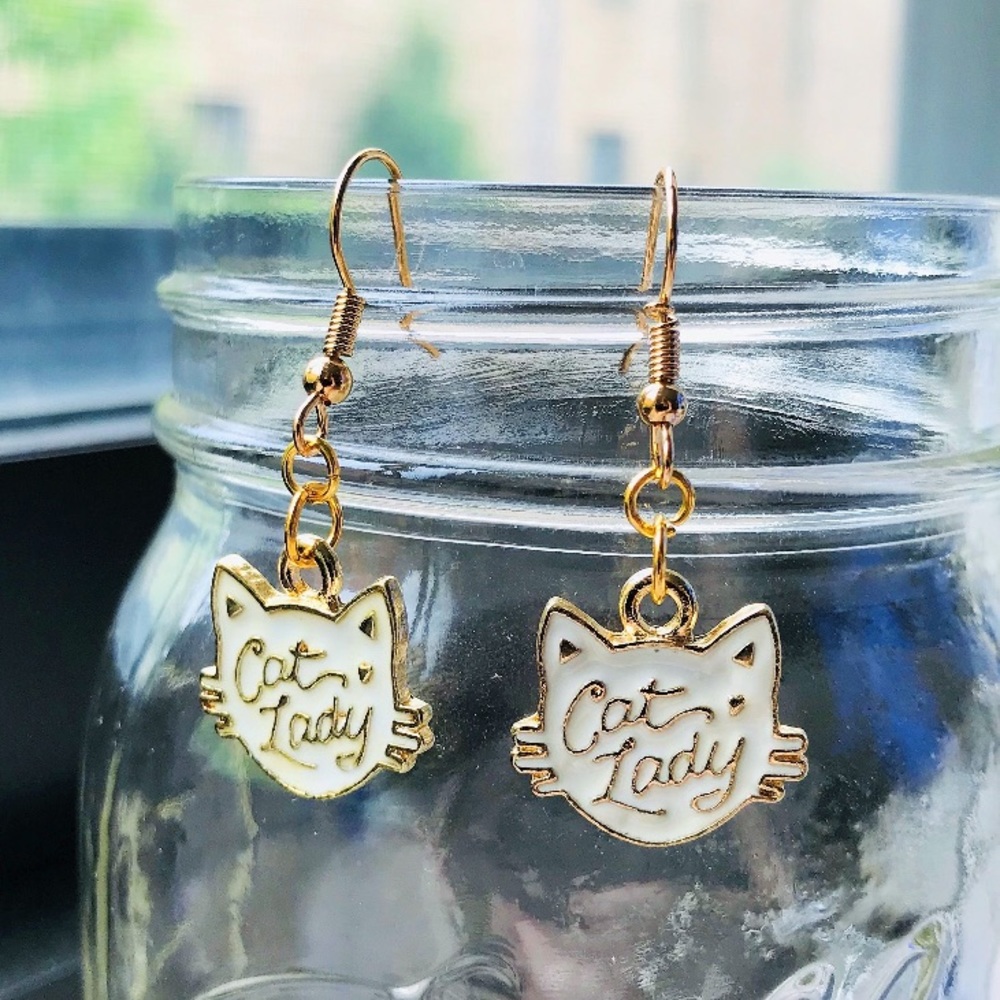 “Cat Lady” Handmade Enamel Earrings